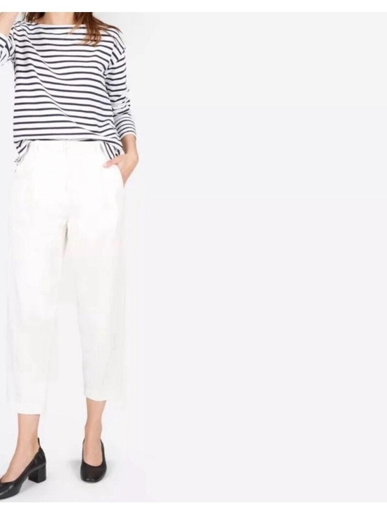 Everlane Pants - Everlane Pleated Taper Pant Ivory White High Rise Ankle Trousers Size 10